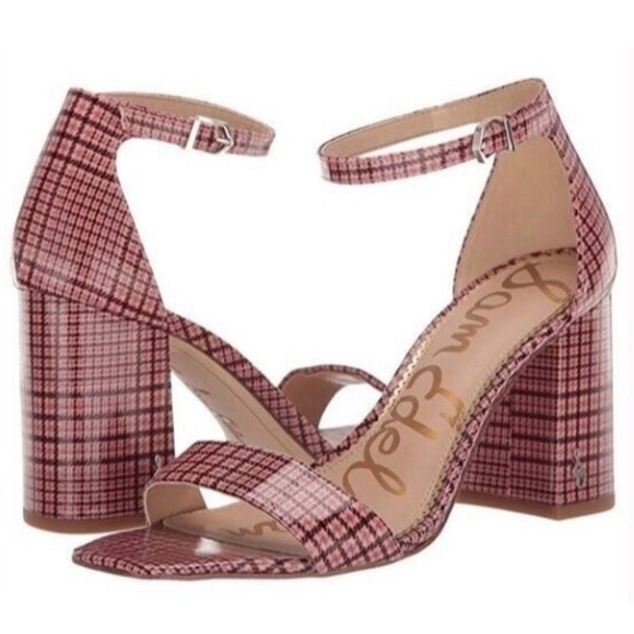 Sam Edelman Daniella Plaid Houndstooth Print Heels Sandals Open Toe Ankle Strap - Picture 8 of 8